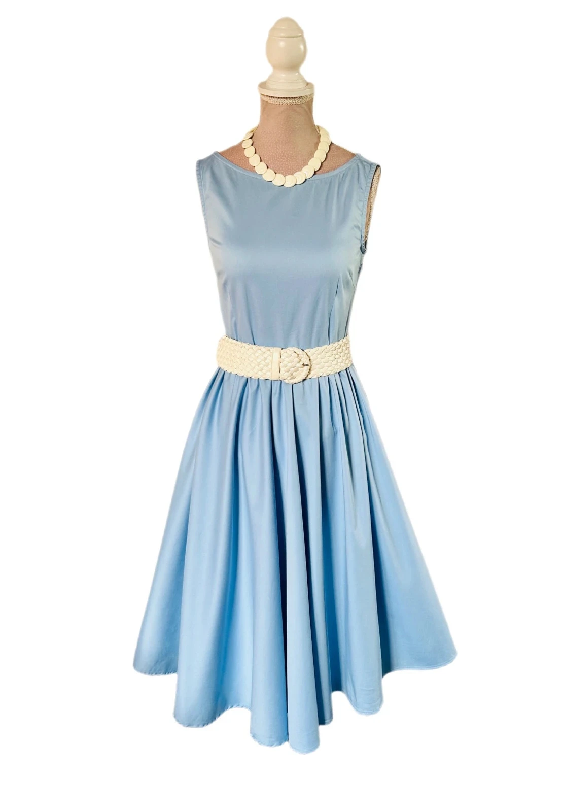 🩵👗Vestido de algodão Rockabilly Pin-Up Retrô Azul Céu Lindy Bop Vintage 50s estilo Swing Dress 34/36👗🩵 – photo 5